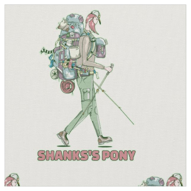 Shanks's pony lustiger Wanderweg Stoff (Nahaufnahme)