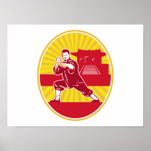 Shaolin Kung Fu Master Retro Poster