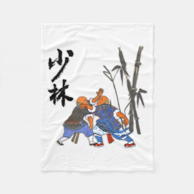 Shaolin Mönche T-Shirt  Fleecedecke (Vorderseite)
