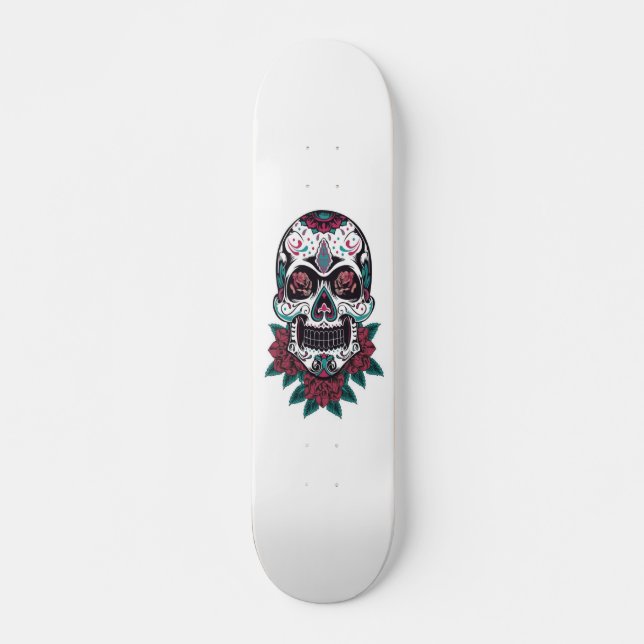 Shape mit dem mexikanischen Totenkopf Skateboard (Vorne)