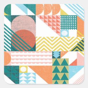 Shape World Pattern Quadratischer Aufkleber