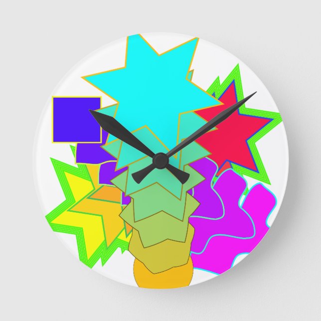 Shapes and Colors Clock Runde Wanduhr (Vorderseite)