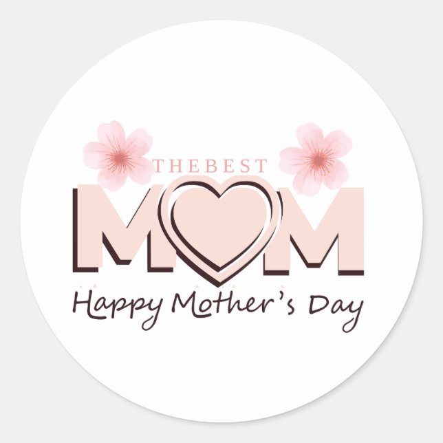 SHappy Mother's Day! | Niedliche Typografie Runder Aufkleber (Vorderseite)