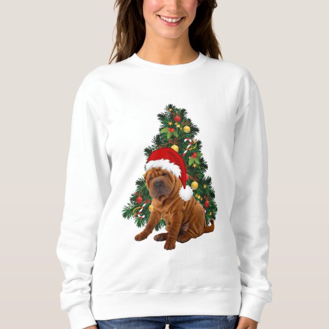 Shar Pei Christmas Dog, Xmas Shar Pei dog Sweatshirt (Vorderseite)