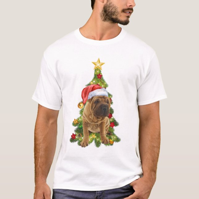 Shar Pei Christmas Dog, Xmas Shar Pei dog T-Shirt (Vorderseite)