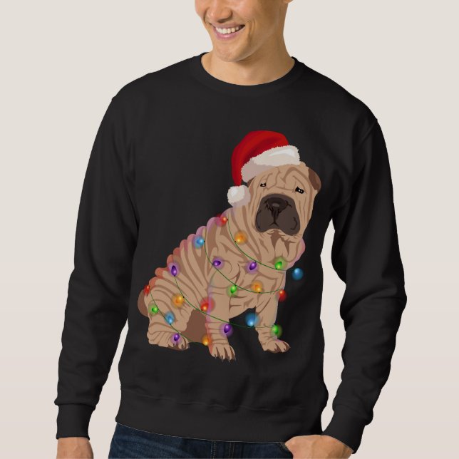 Shar Pei Christmas Lights Xmas Hund Lover Sweatshirt (Vorderseite)