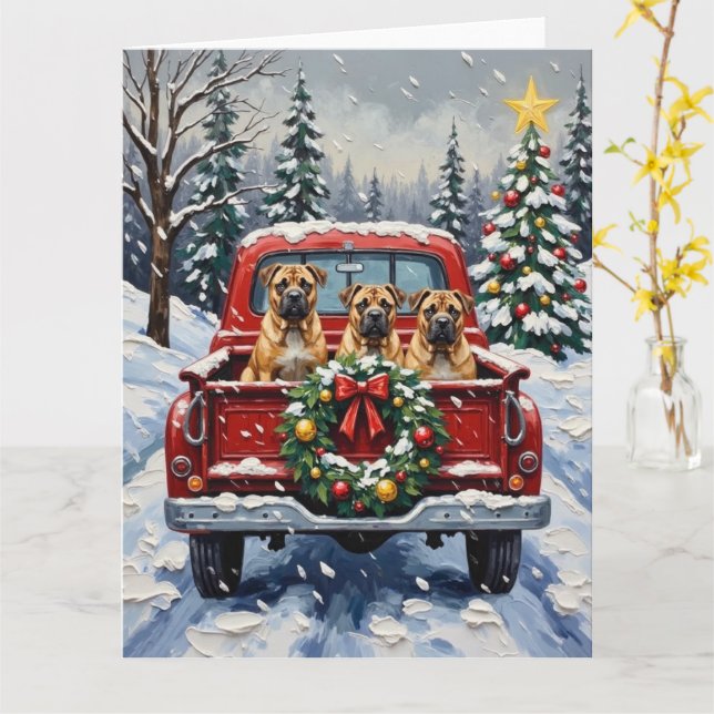 Shar Pei Christmas Red Truck Holiday Karte (Gelbe Blume)