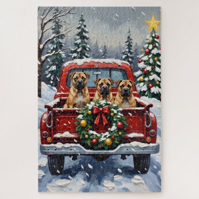 Shar Pei Christmas Red Truck Holiday Puzzle (Vertikal)