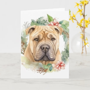 Shar Pei Christmas Wreath Festivals Karte