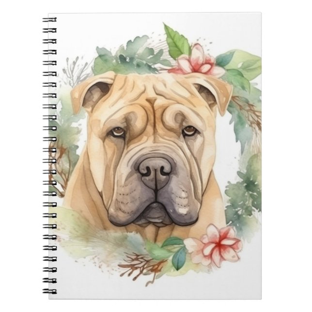 Shar Pei Christmas Wreath Festivals Notizblock (Vorderseite)