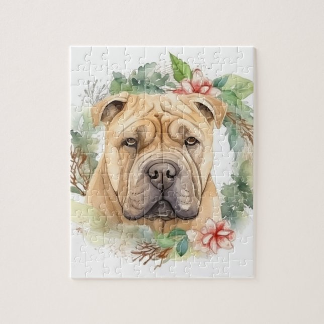 Shar Pei Christmas Wreath Festivals Puzzle (Vertikal)