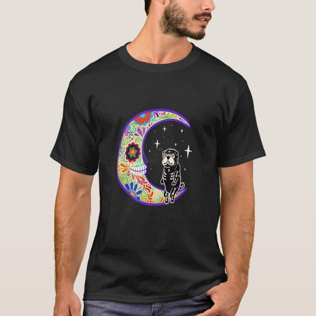 Shar Pei Dia De Los Muertos Skeleton T-Shirt (Vorderseite)