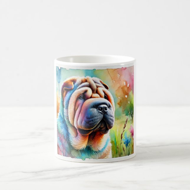 Shar Pei Dog 020824AREF103 - Watercolor Kaffeetasse (Mittel)