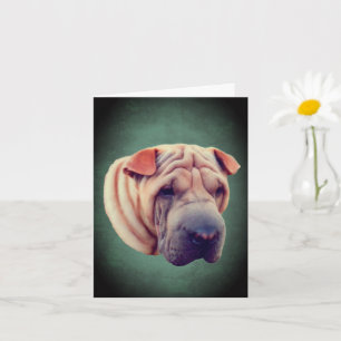 Shar Pei Dog Face Note Card Karte