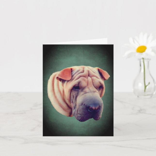 Shar Pei Dog Face Note Card Karte (Kleine Pflanze)