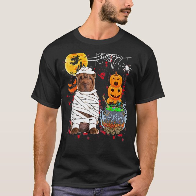 Shar Pei Dog Halloween Kostümhund T-Shirt (Vorderseite)
