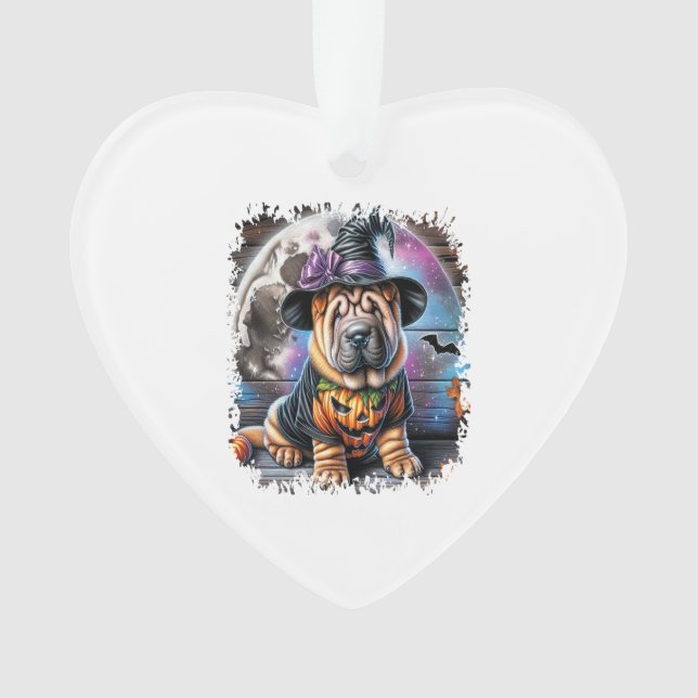 Shar Pei Dog Halloween Square Ornament (Vorderseite)