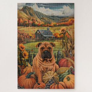 Shar Pei Dog Herbsternte Erntedank Puzzle