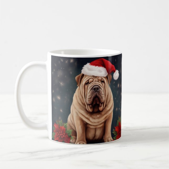 Shar Pei Dog in Schnee Weihnachten Kaffeetasse (Links)
