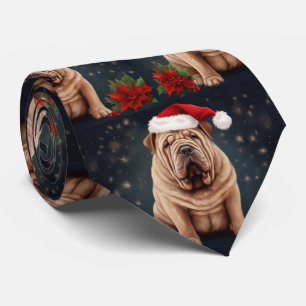 Shar Pei Dog in Schnee Weihnachten Krawatte