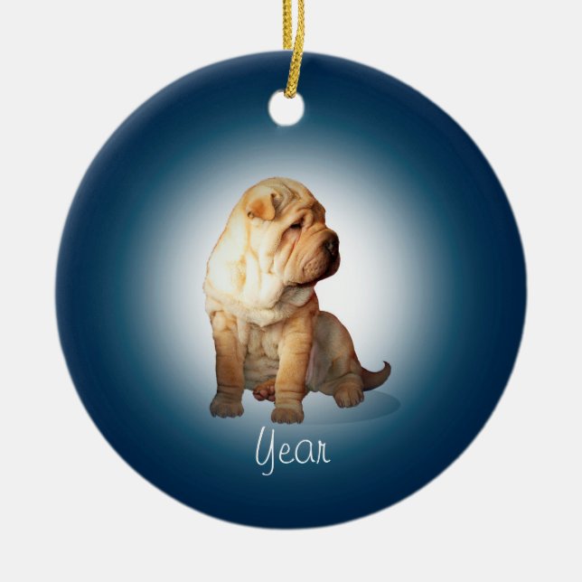 Shar Pei Dog Keramik Ornament (Vorne)