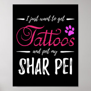 Shar Pei Dog Lover Tattoo Funny Dog Mama Geschenk  Poster