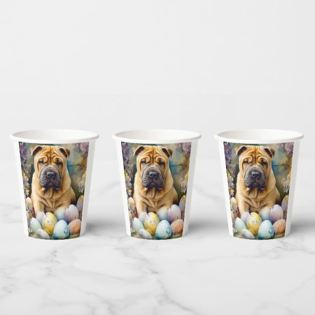 Shar Pei Dog mit Ostereier Urlaub Pappbecher (Multi)