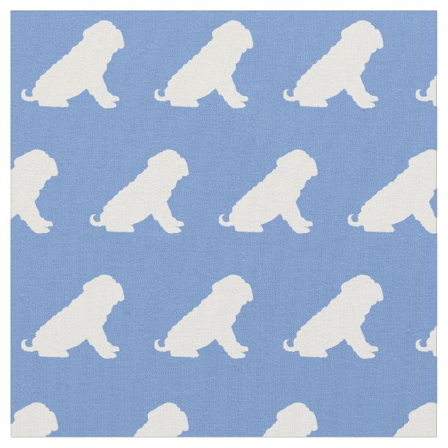 Shar Pei Dog Silhouette Pet Light Blue Stoff (Nahaufnahme)