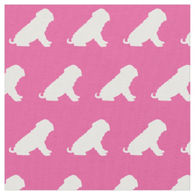 Shar Pei Dog Silhouette Pet Pink Stoff (Nahaufnahme)
