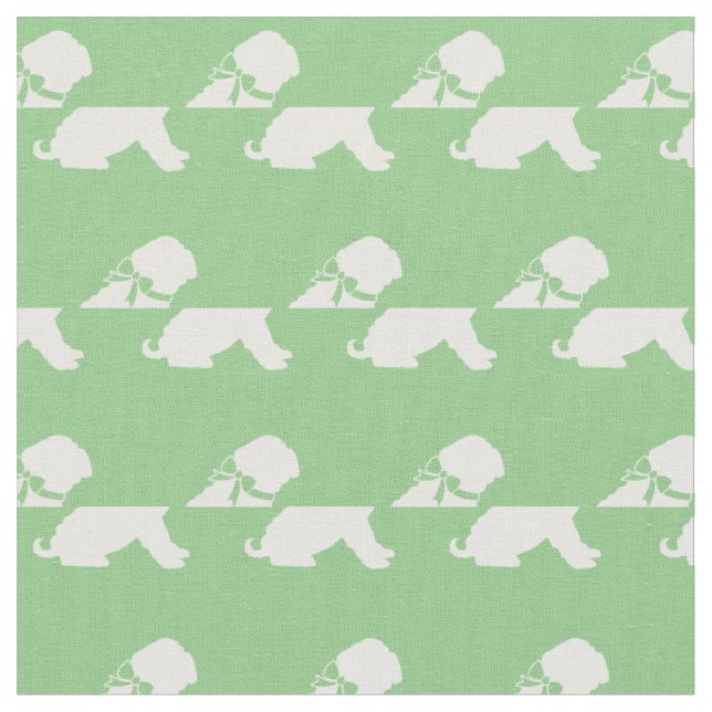 Shar Pei Dog Silhouette Pet Sage Green Stoff (Nahaufnahme)