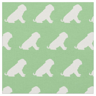 Shar Pei Dog Silhouette Pet Sage Green Stoff