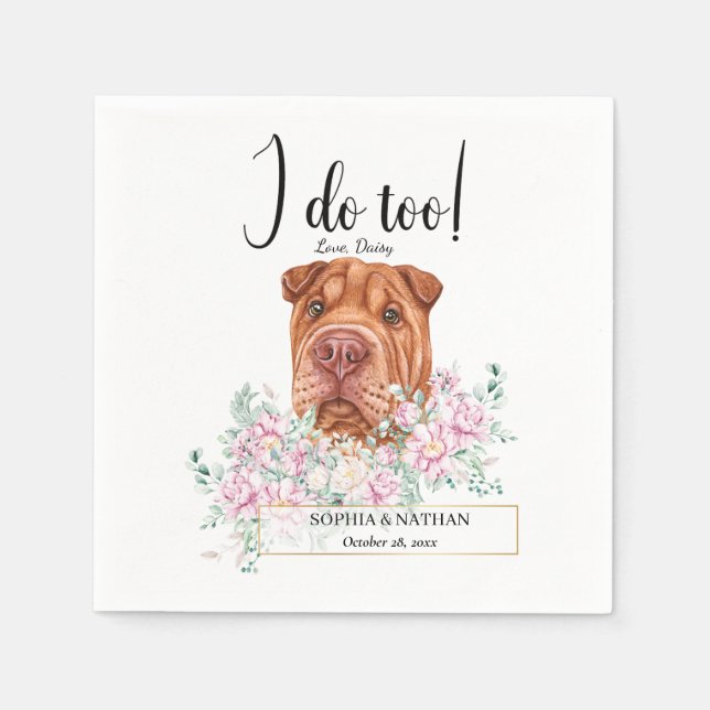 Shar Pei Dog Wedding Cocktail Napkins Serviette (Vorderseite)