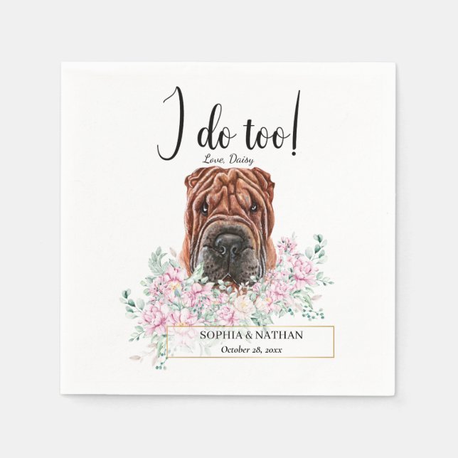 Shar Pei Dog Wedding Cocktail Napkins Serviette (Vorderseite)