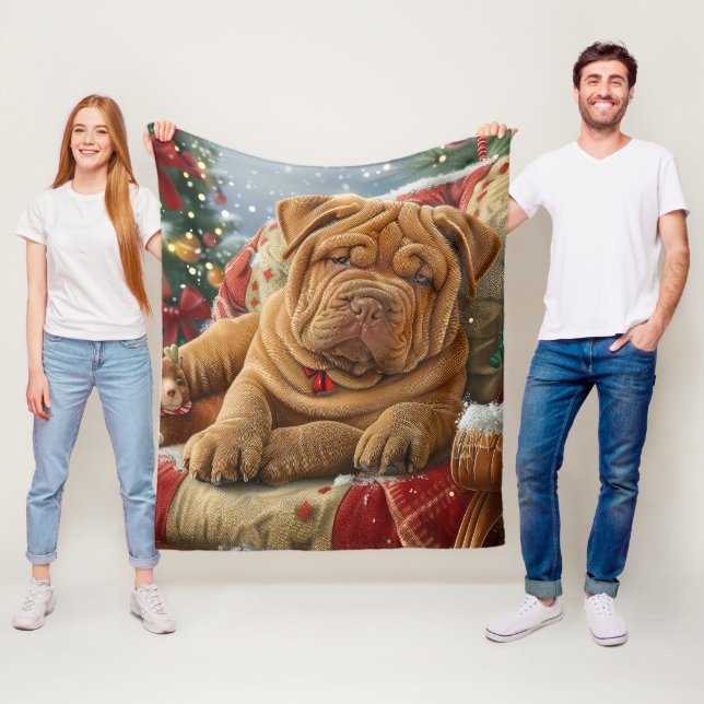 Shar Pei Dog Weihnachtsfest Fleecedecke (Beispiel)
