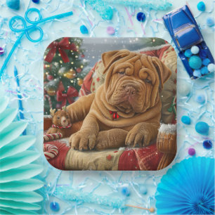 Shar Pei Dog Weihnachtsfest Pappteller