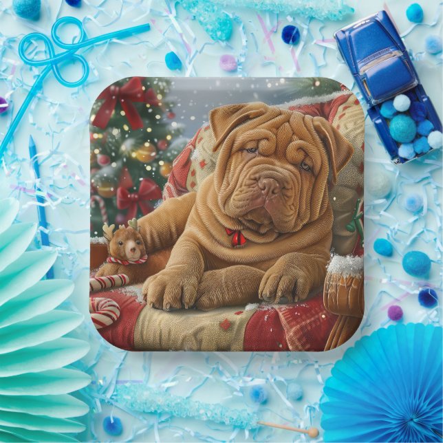 Shar Pei Dog Weihnachtsfest Pappteller (Party)