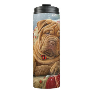 Shar Pei Dog Weihnachtsfest Thermosbecher