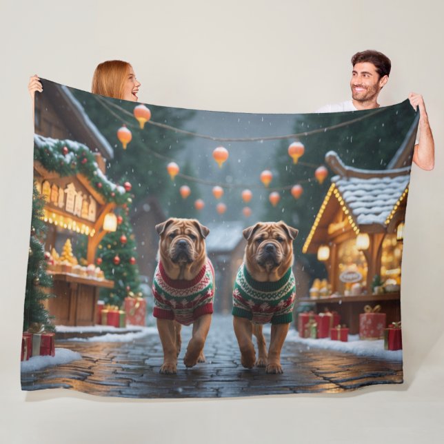 Shar Pei  Dogs Christmas Snow Holiday Fleecedecke (Beispiel)