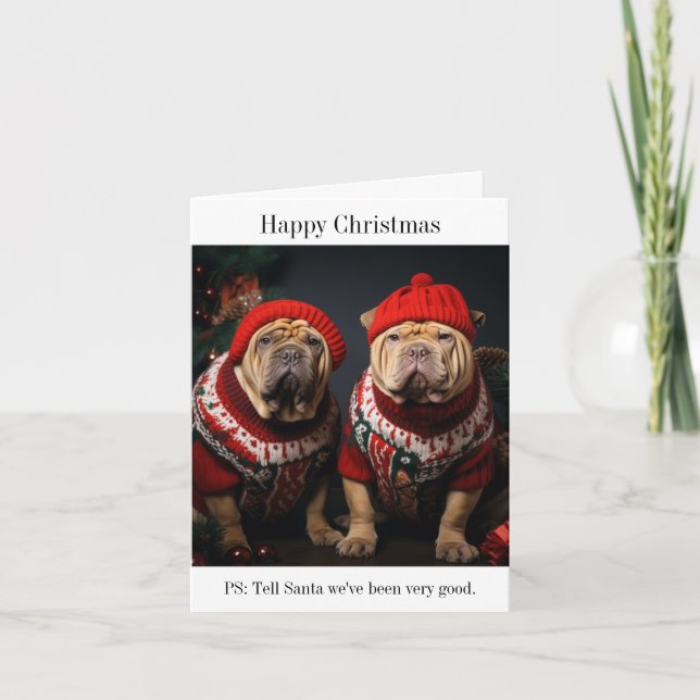 Shar Pei Dogs Happy Christmas Card Karte (Vorderseite)
