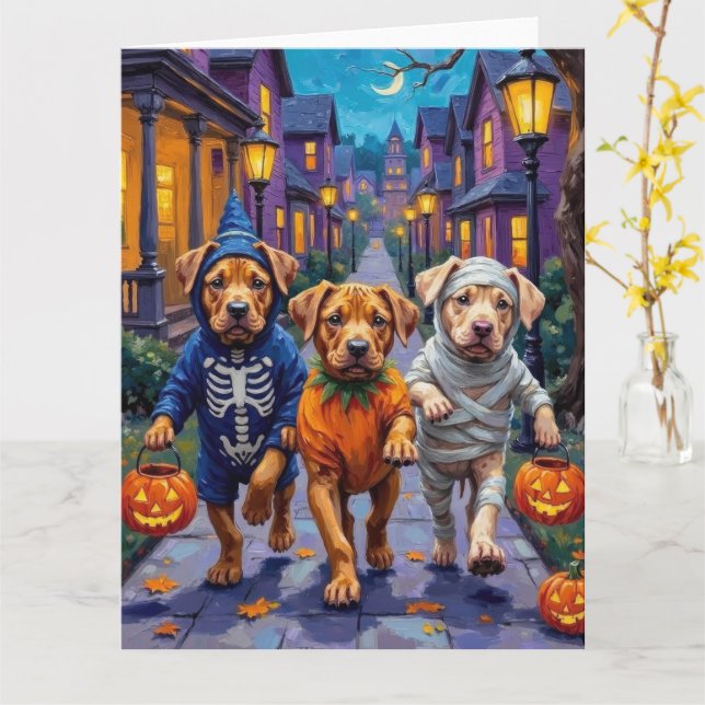 Shar Pei Dogs Trick-or-Treating Halloween Costumes Karte (Gelbe Blume)
