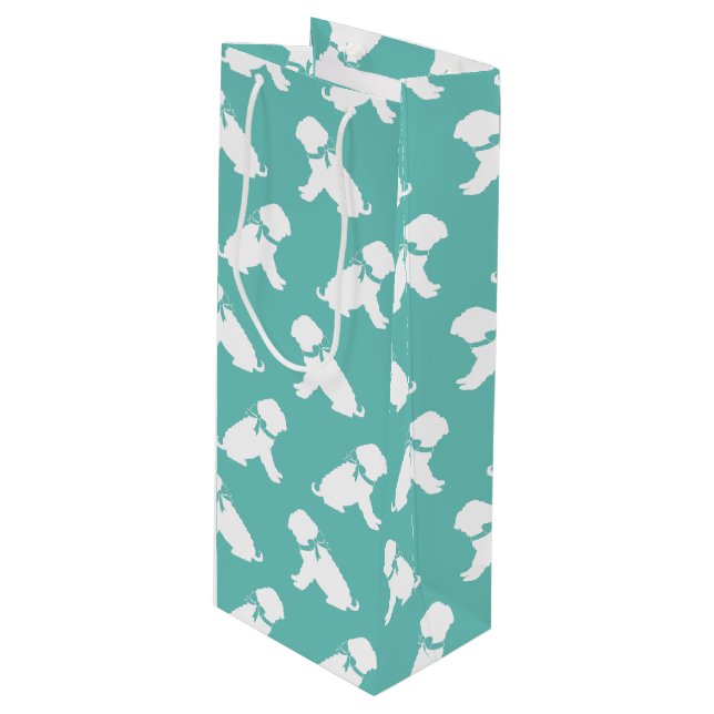 Shar Pei Doppy Puppy Geschenktüte Für Weinflaschen (Vorderseite Schrägansicht)