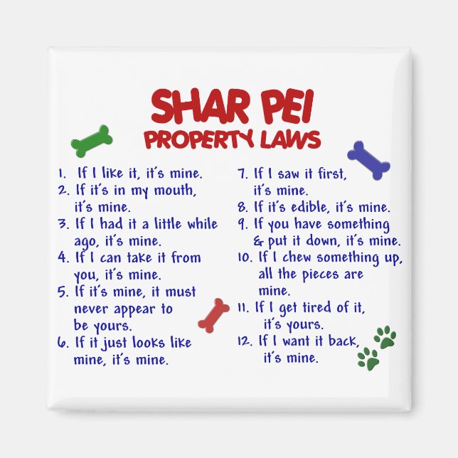 SHAR PEI-Eigentumsgesetze 2 Magnet (Vorne)