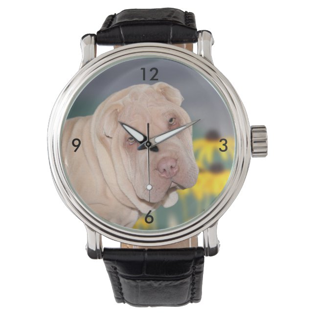 Shar Pei face Armbanduhr (Vorderseite)