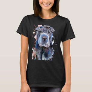 Shar Pei farbiges Portrait für Hundebesitzer T-Shirt
