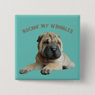 Shar Pei Funny Button Button