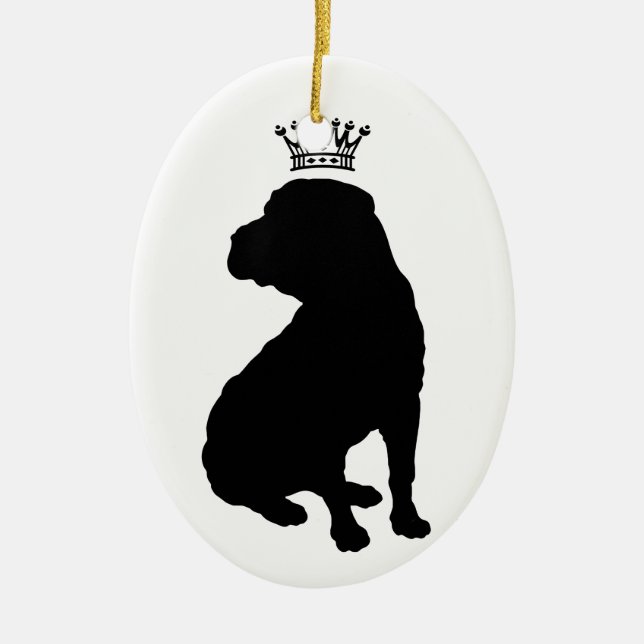 Shar Pei grundlegende schwarze Kronen-Silhouette Keramik Ornament (Vorne)