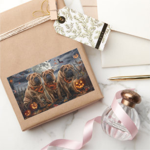 Shar Pei Halloween Gruselig Rechteckiger Aufkleber