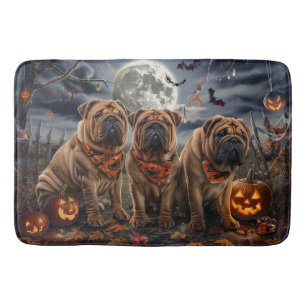 Shar Pei Halloween Spooky Badematte