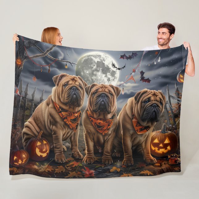 Shar Pei Halloween Spooky Fleecedecke (Beispiel)