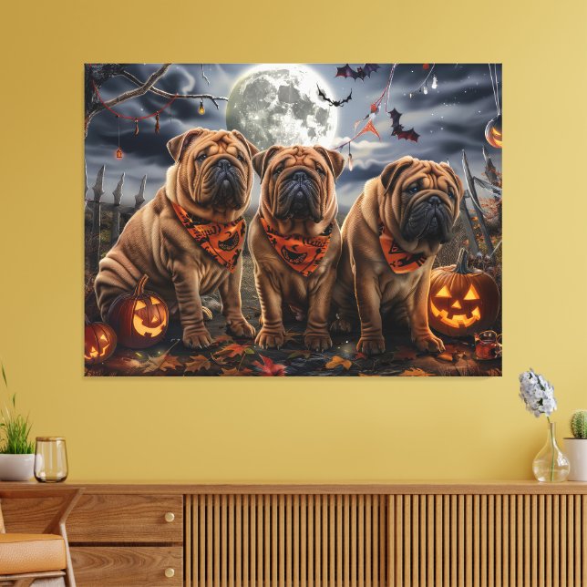 Shar Pei Halloween Spooky Leinwanddruck (Insitu (Wohnzimmer))